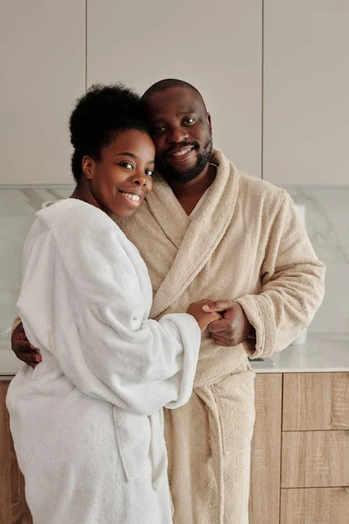 a couple posing for a picture