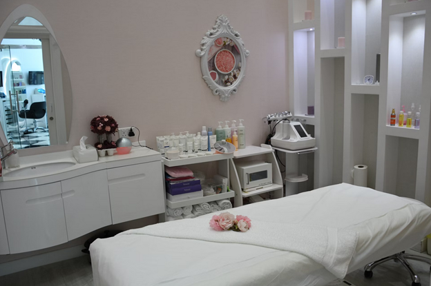 A room with a massage table