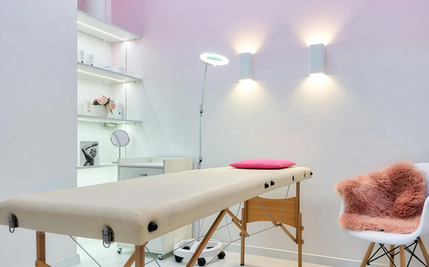 Massage table in a spa room