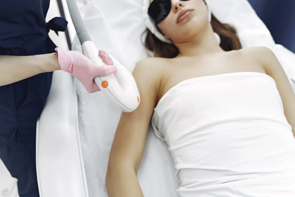 a person getting a laser hair removal