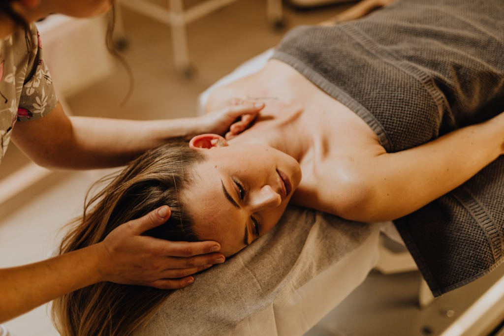 woman during massage therapy      