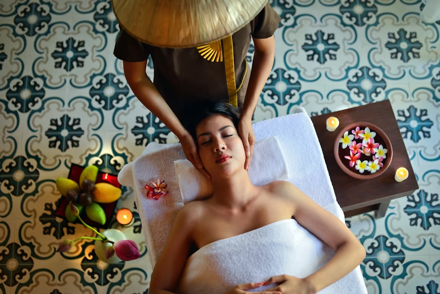 a woman revealing a massage