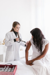 a woman getting cupping therapy