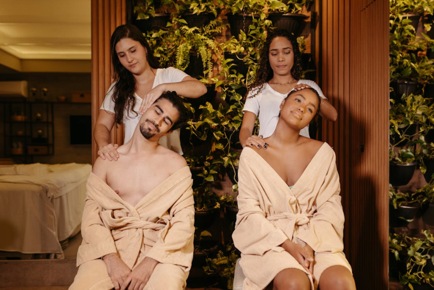 An image of a couple getting a stress relief massage together