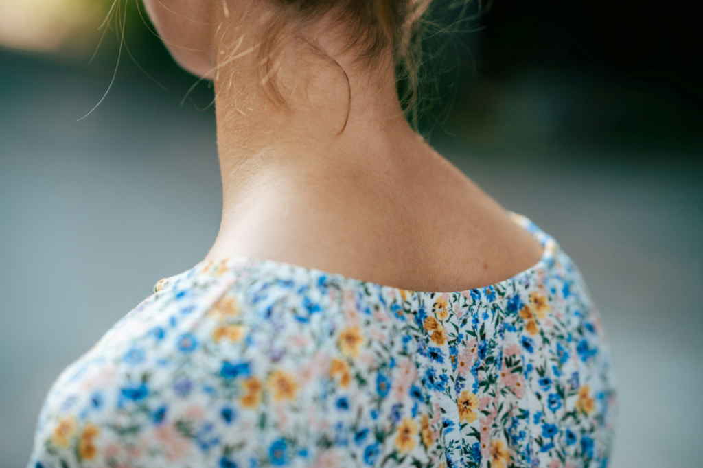 The back of a woman’s neck