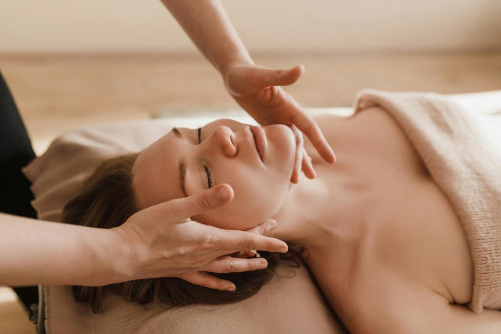 An image of a woman getting a massage in Edmonton