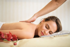 a woman on a massage table
