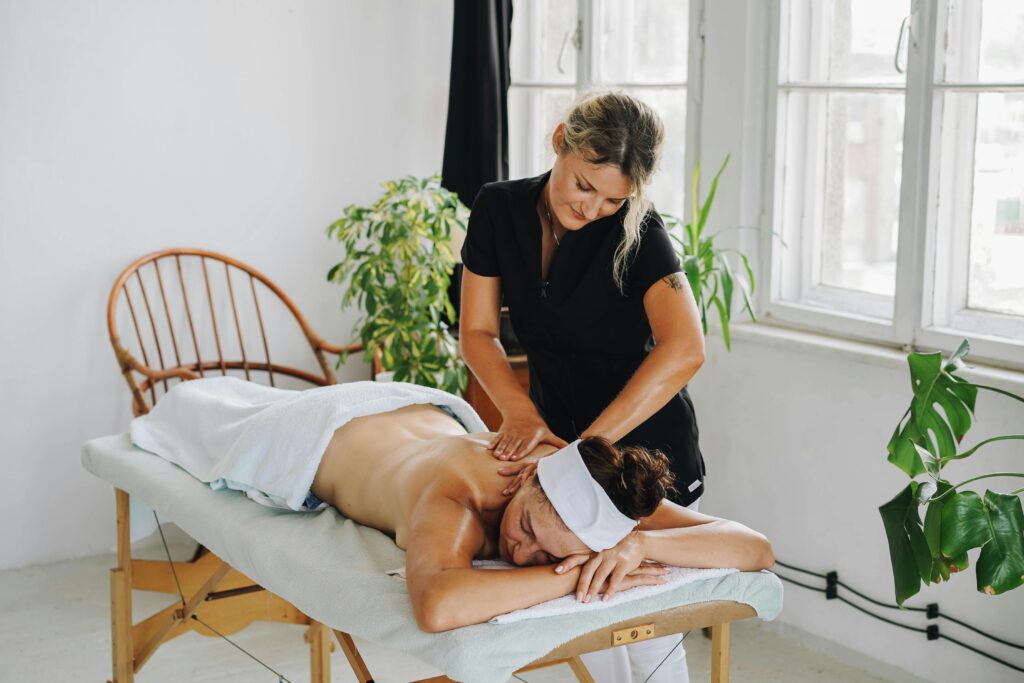 a woman getting a massage 