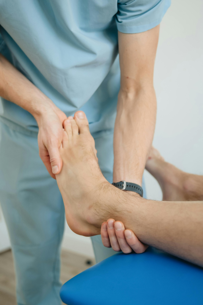 close-up of a person getting a foot massage