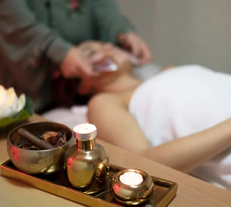 A plate full of massaging goods.