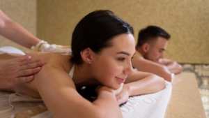 A couple getting a massage