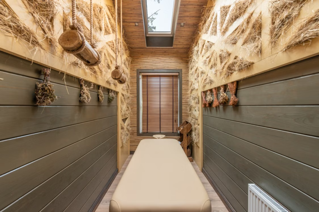 This photo shows the interior of a massage room.